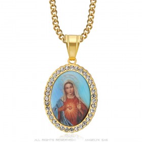 Ciondolo Nostra Signora del Sacro Cuore di Cristo Oro Acciaio IM#24168