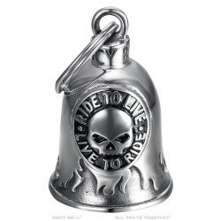 Clochette moto Mocy Bell Skull Ride to Live Acier inoxydable Argent  IM#24199
