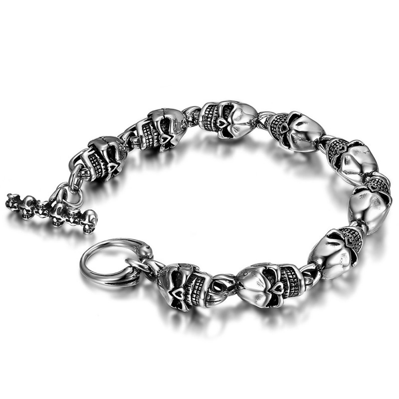 Man Bracelet Skull Skull Biker 26cm IM#24215 Man Bracelet Skull Skull Biker 26cm IM#24215
