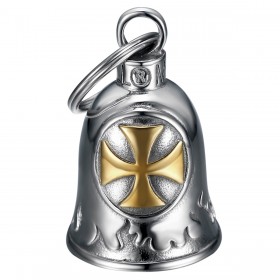Motorcycle Bell Mocy Bell Cross Templar Stainless Steel Silver Gold IM#24405