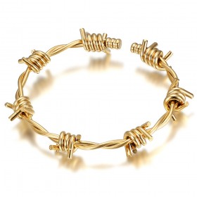 Barbed Wire Bracelet 316l Stainless Steel Gold IM#24869