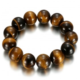 Genuine Tiger Eye Bracelet 16mm 3 sizes Man Woman IM#24922