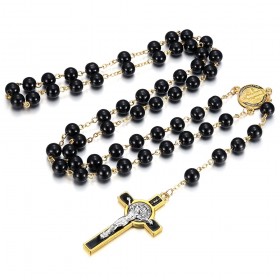 Saint Benedict Rosary Protector Medal Black and Gold IM#24961