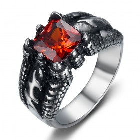 Dragon claw ring Red ruby Stainless steel IM#25322