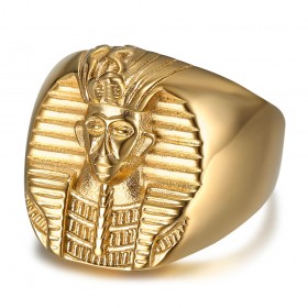 Chevalière Pharaon Egyptian Ring Stainless steel Gold IM#25343