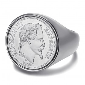 Chevalière Napoléon III 20 francs Classic Stainless steel Silver IM#25608