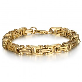 Men's bracelet Byzantine mesh Stainless steel Gold 22cm IM#25639