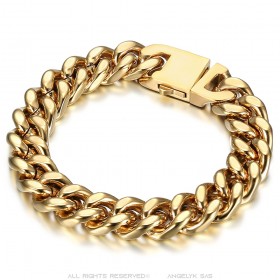 Men's cuff bracelet gold 13mm stainless steel 21cm  IM#25645