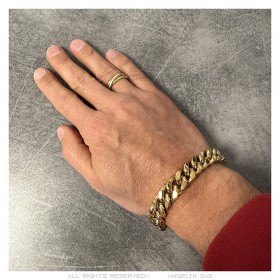 Men's cuff bracelet gold 13mm stainless steel 21cm  IM#25648