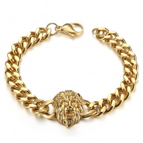 Bracelet Lion head Bracelet Stainless steel Gold IM#25690