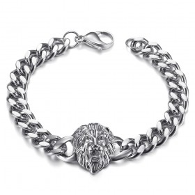 Bracelet Lion head Bracelet Stainless steel Silver IM#25696