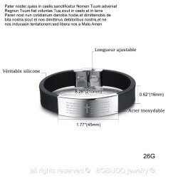 BR0057 BOBIJOO Jewelry Bracelet Silicone and Stainless Steel Adjustable Adjustable