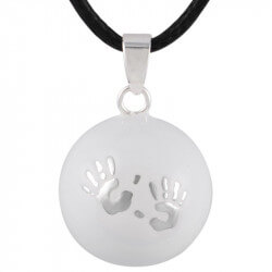 GR0005 BOBIJOO Jewelry Colgante del collar de la Bola Musical de Embarazo Manos del bebé de Plata de Correo electrónico en Bl...