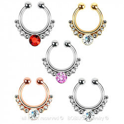 PIP0009 BOBIJOO Jewelry Septum Fake Nose Piercing 5 Colors to choose Balls 3 mm