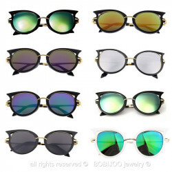 LU0004 BOBIJOO Jewelry Sunglasses Cat Eye Retro Metal