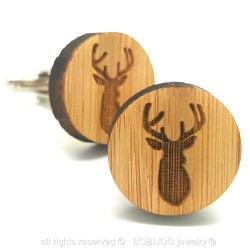 BM0012 BOBIJOO Jewelry Cufflinks, Wood Deer Head