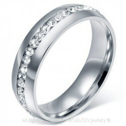 AL0039 BOBIJOO Jewelry Alliance Ring, 6mm Zirconia Stainless Steel silver