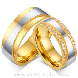 AL0036 BOBIJOO Jewelry Alliance Couple, Gold, Zirconium Strass
