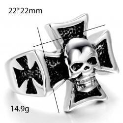 BA0043 BOBIJOO Jewelry Signet Ring skull maltese Cross