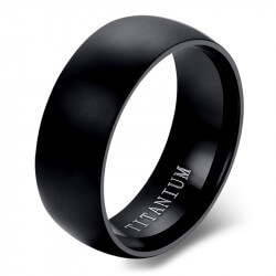 Bague Alliance Titanium Noir Mate Poli bobijoo
