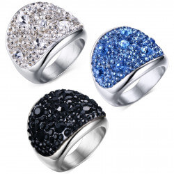 BAF0010 BOBIJOO Jewelry Edelstahl Kristall Ring 3 Farben bei der Wahl