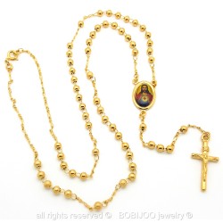 CP0026 BOBIJOO Jewelry Rosary, Gold Jesus