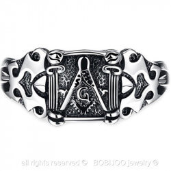 Stainless Steel Silicone Masonic Bracelet Wristband Freemason Knight Templar*v*