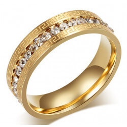 Alliance Originale Gravure Bague Strass Doré à l'Or Fin bobijoo