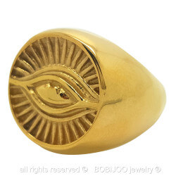 BA0077 BOBIJOO Jewelry Ring Signet Ring Illuminati Eye Golden