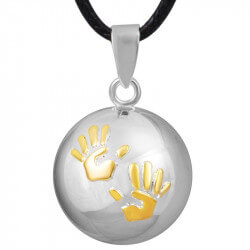 GR0010 BOBIJOO Jewelry Colgante del collar de la Bola Musical de Embarazo Manos del bebé Chapado en Oro
