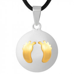 GR0011 BOBIJOO Jewelry Colgante del collar de la Bola Musical de Embarazo Pies de bebé Chapado en Oro