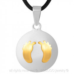 GR0011 BOBIJOO Jewelry Colgante del collar de la Bola Musical de Embarazo Pies de bebé Chapado en Oro