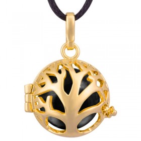 GR0014 BOBIJOO Jewelry Collana Ciondolo Bola Gabbia Musicale Albero della Vita, Oro