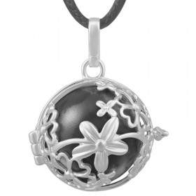 GR0017 BOBIJOO Jewelry Necklace Pendant Bola Cage Musical Flower Silver