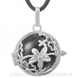 GR0017 BOBIJOO Jewelry Necklace Pendant Bola Cage Musical Flower Silver