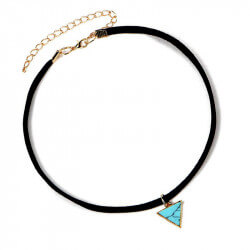 PEF0015 BOBIJOO Jewelry Ras De Cuello Triángulo Azul De Mármol De Oro De Cuero