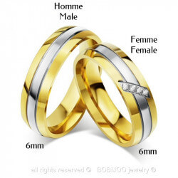 AL0013 BOBIJOO Jewelry Alliance Ring, Gold Rhinestone Woman Man