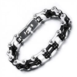 BR0114 BOBIJOO Jewelry Bracelet Biker Chain Motorcycle Rhinestone Black Steel