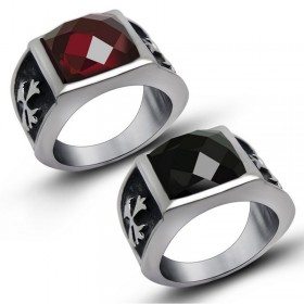 BA0120 BOBIJOO Jewelry Signet Ring Templar Cross in Red or Black