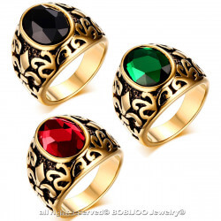 BA0123 BOBIJOO Jewelry Signet ring Gilded Gold finish Fleur-de-Lys of Choice