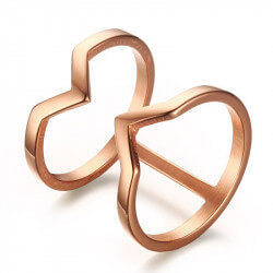 BAF0023 BOBIJOO Jewelry Golden Double Ring Ring in Rose Gold