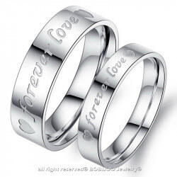 AL0055 BOBIJOO Jewelry Ring Alliance Silver-Plated Forever Love Stainless Steel