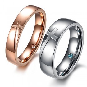 AL0058 BOBIJOO Jewelry Alliance Pink Gold Silver Cross Stainless Steel Rhinestone