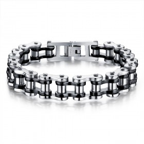 BR0098 BOBIJOO Jewelry Bracelet Chain bike Steel Silver Black