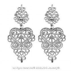 BOF0062 BOBIJOO JEWELRY Vintage earrings-Ethnic Dangling Silver