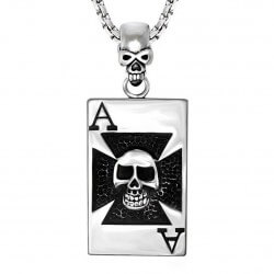 PE0034 BOBIJOO Jewelry Cross pendant knight Templar (Death's Head Card Chain