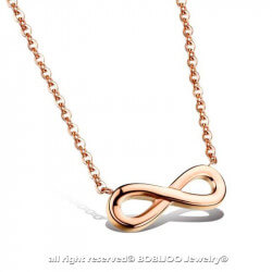 PEF0023 BOBIJOO Jewelry Necklace Pendant Infinity Necklace Golden Gold Pink
