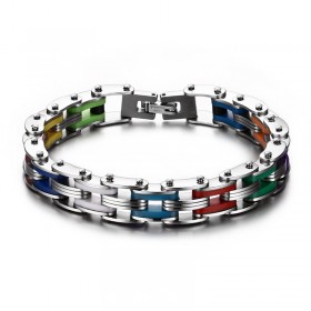 BR0135 BOBIJOO Jewelry Bracelet Chain Bike Steel Silicone-Multicolor