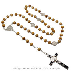 CP0031 BOBIJOO Jewelry Rosary Catholic Wood Cross of Saint Benedict
