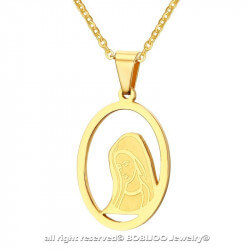PEF0029 BOBIJOO Jewelry Colgante de la Cara de la Mujer, la Virgen María, de Oro
